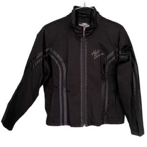 HARLEY-DAVIDSON Black Fitted Zip Up Jacket, Women's, Size XL